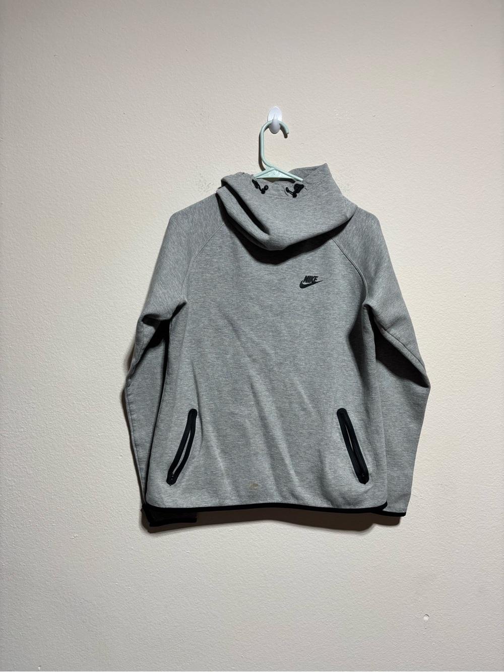 Nike Grey Heather Pullover Hoodie with Black Accents